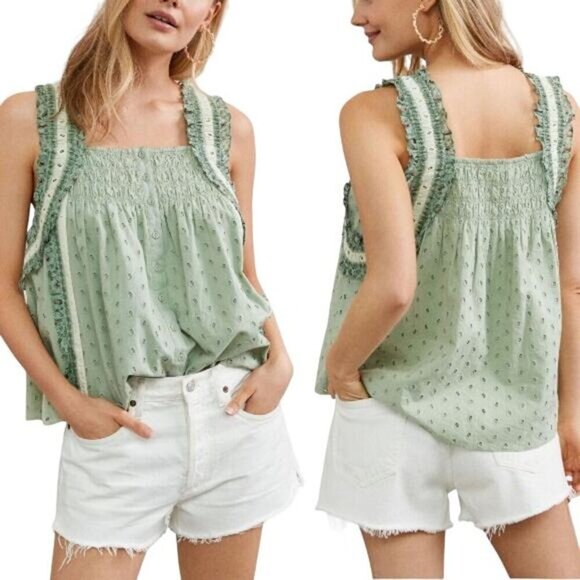 HOUSE OF HARLOW 1960 Effie Eyelet Tank Sz Small Boho Old Rose - Picture 4 of 6